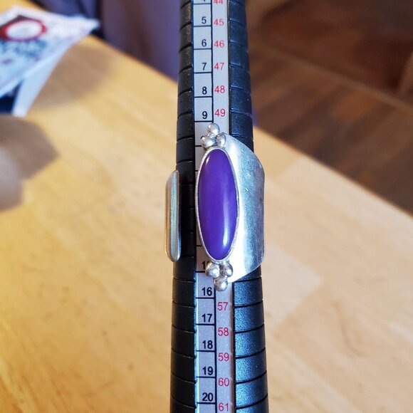 Sterling Silver Wrap Purple Jade Ring - Size 7 - Picture 7 of 9